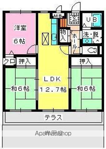 ロイヤルハイツ博多南(3LDK/1階)の間取り写真