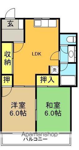 ファランステールⅠ(2LDK/2階)の間取り写真