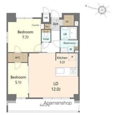 S-RESIDENCE上社南AMANTEアマンテ(2LDK/7階)の間取り写真