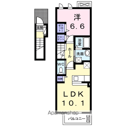 ラフレシール・M(1LDK/2階)の間取り写真