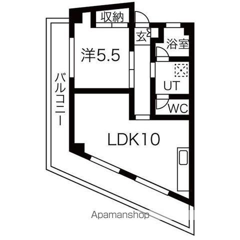 森ビル(1LDK/6階)の間取り写真