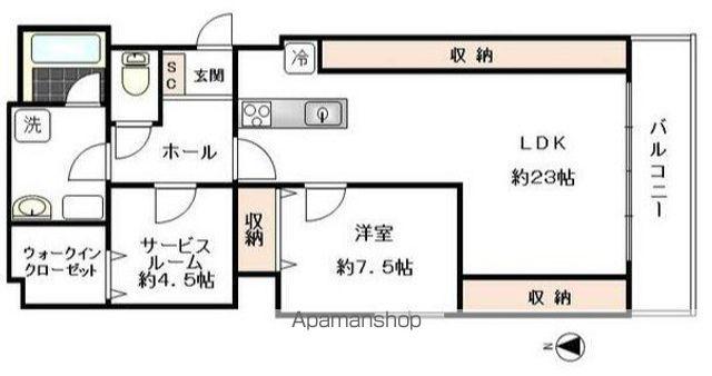 シェリーヒルズ横浜(1SLDK/3階)の間取り写真
