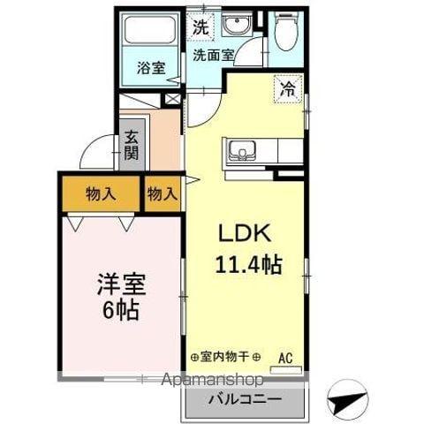 コゥジィーコートKTMS.AB(1LDK/2階)の間取り写真