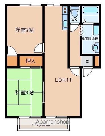フルーツバスケット(2LDK/1階)の間取り写真