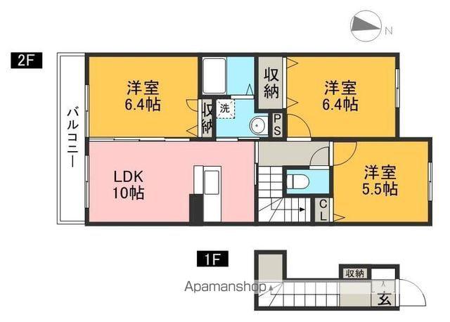  シャーメゾン中久万D棟(3LDK/2階)の間取り写真