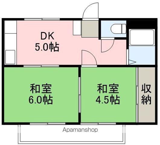 グレーシア高須Ⅱ(2DK/2階)の間取り写真