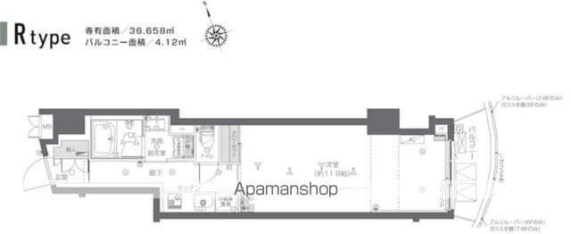 ZOOM新宿夏目坂(1K/8階)の間取り写真