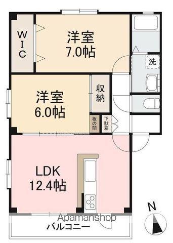 フォブール雅楽A・B棟(2LDK/1階)の間取り写真