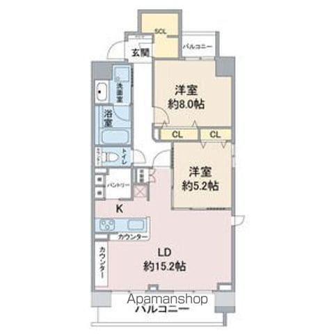 RAXA覚王山(2LDK/4階)の間取り写真