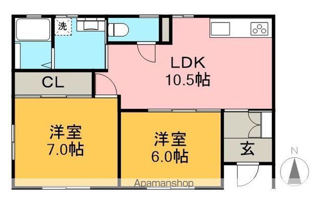 アルカディア(2LDK/1階)の間取り写真