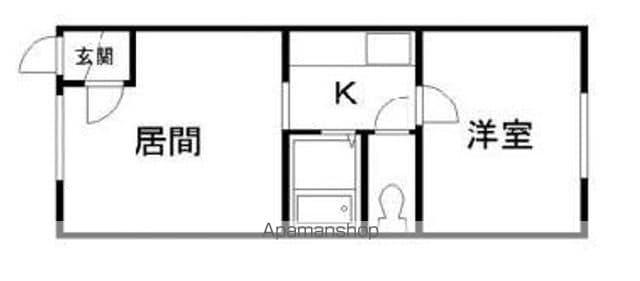 美馬マンション(1LDK/2階)の間取り写真