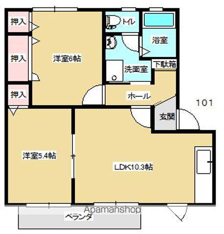 アメニティKANAIRO(2LDK/2階)の間取り写真