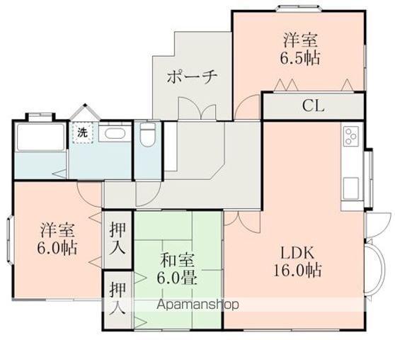 熊本県熊本市北区 1階建 築23年(3LDK)の間取り写真