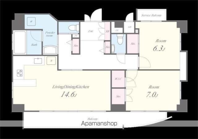 カノンパレス(2LDK/9階)の間取り写真