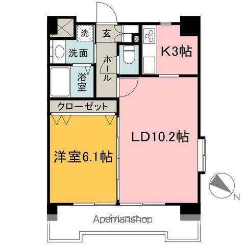 グレイス入間(1LDK/5階)の間取り写真