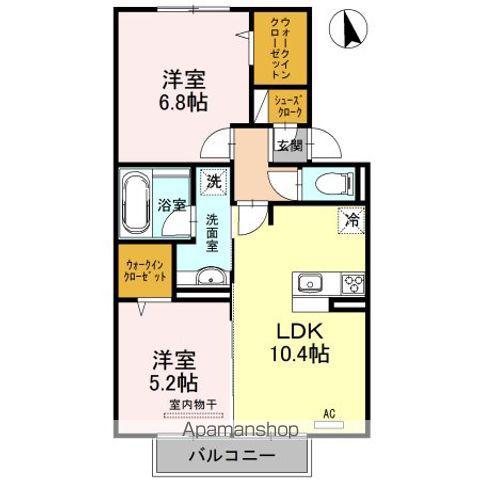 プレミアム弐番館(2LDK/2階)の間取り写真