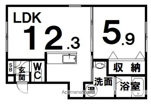 根室本線 釧路駅 バス乗車時間：15分 市民文化会館バス停で下車 徒歩3分 2階建 築13年(1LDK/2階)の間取り写真