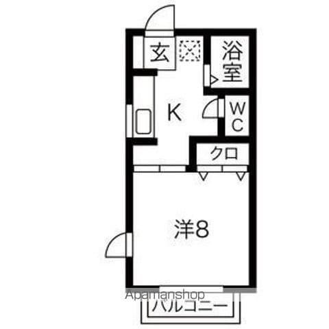 プリムヴェール館向B棟(1K/1階)の間取り写真
