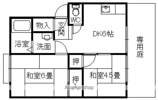 アッシュ上野芝(2DK/1階)の間取り写真