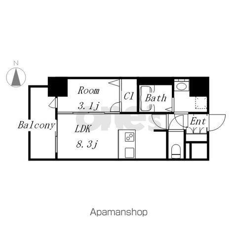 プレサンスSAKAEフロント(1LDK/14階)の間取り写真