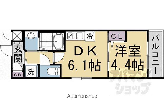 ベラジオワールドアイ京都円町(1DK/3階)の間取り写真