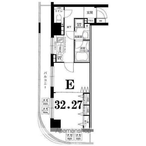 グリフィン横浜・山下公園弐番館(2K/7階)の間取り写真