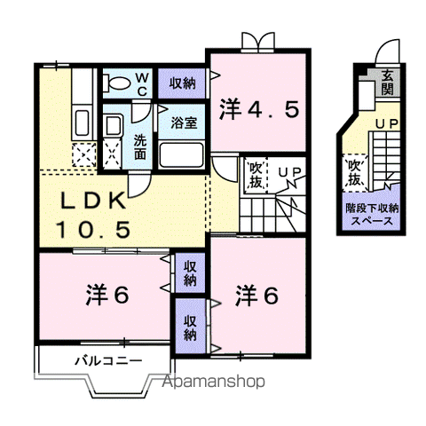 クレストール石山(3LDK/2階)の間取り写真