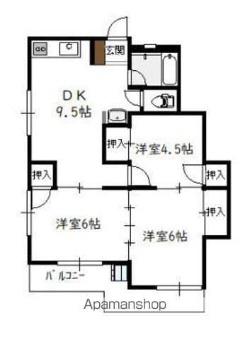 コーポ横山(3DK/1階)の間取り写真