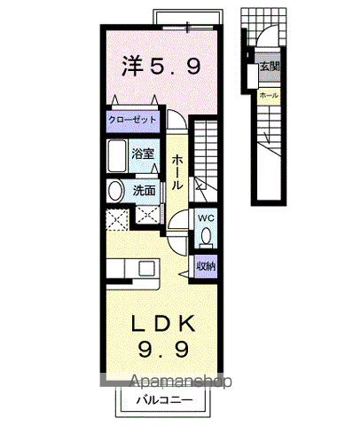 サンモールけやき通A(1LDK/2階)の間取り写真
