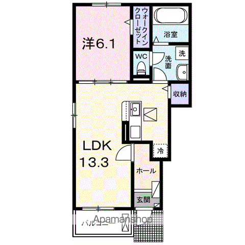 ラ・クラリエールN(1LDK/1階)の間取り写真