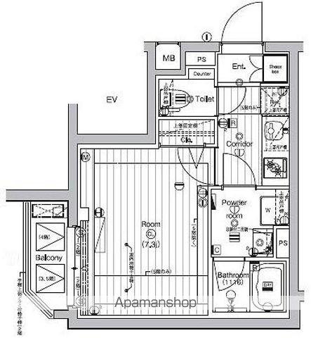 PREMIUM CUBE 新宿中井(1K/3階)の間取り写真