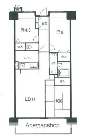 エルシティ草津弐番館(3LDK/4階)の間取り写真