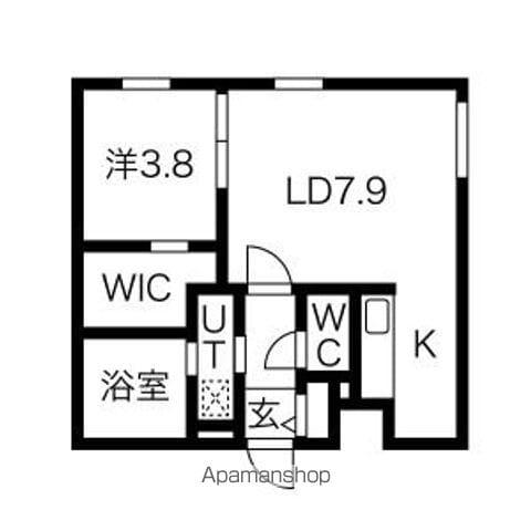 イクス北円山(1LDK/4階)の間取り写真