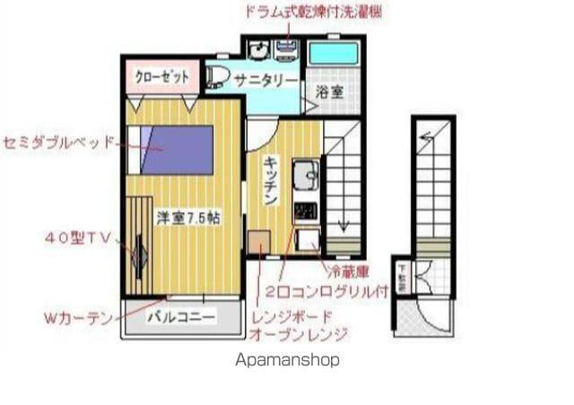 レセナ湊東Ⅱ(1K/1階)の間取り写真