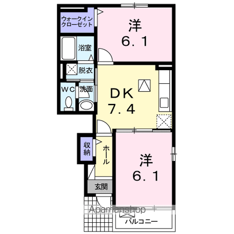 ヴィラ・コスモ(2DK/1階)の間取り写真