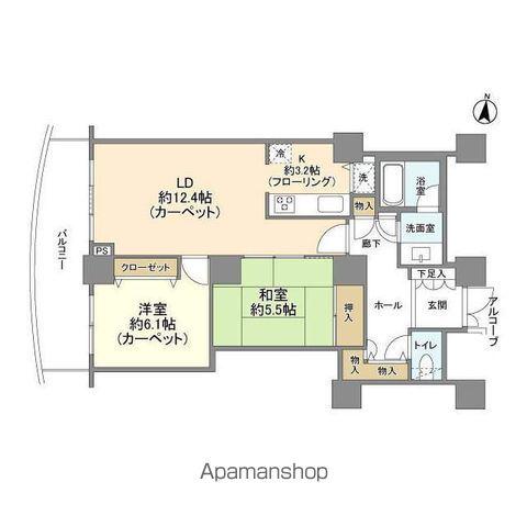 ザ・ガーデンタワーズ サンライズタワー(2LDK/22階)の間取り写真