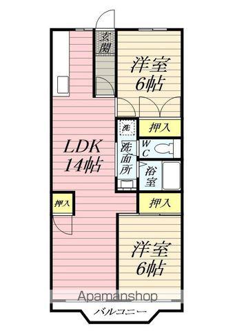 ボヌール秦野1(2LDK/1階)の間取り写真