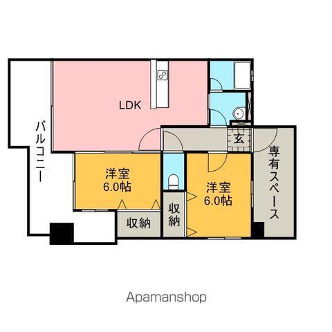 Zサイド月出(2LDK/4階)の間取り写真