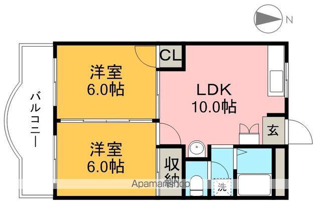 ガーデンハイツ永野Ⅱ(2LDK/2階)の間取り写真