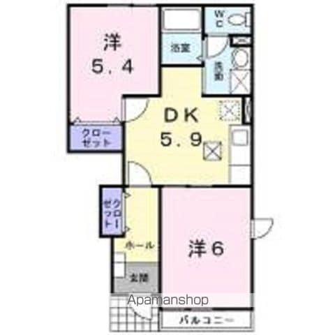 アヴァンティ(2DK/1階)の間取り写真