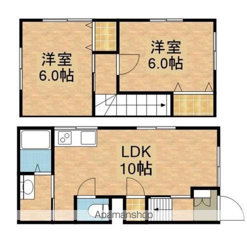 ハイツ黄金B棟(2LDK/1階)の間取り写真