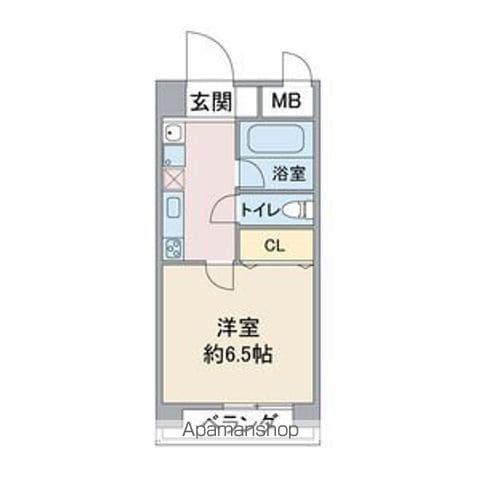 スカイコート天塚(1K/2階)の間取り写真