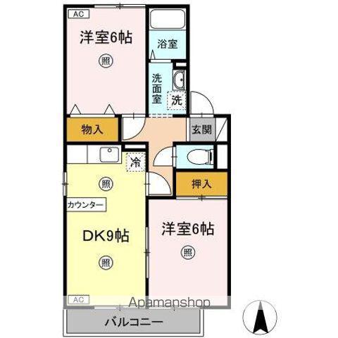 アーバン・ステージ 壱弐番館(2DK/2階)の間取り写真