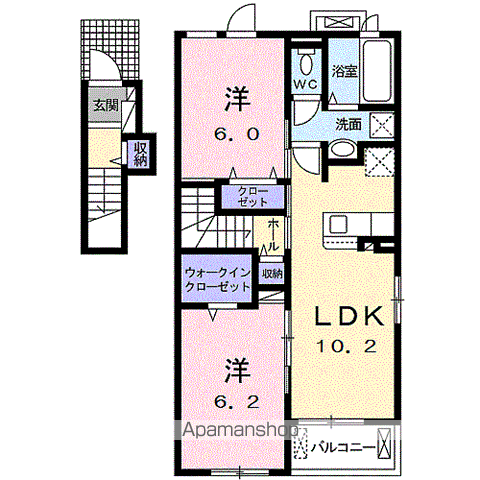 コンフォート西美薗(2LDK/2階)の間取り写真