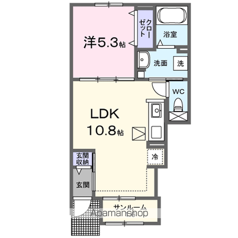 西石井5丁目アパートⅠーⅡ(1LDK/1階)の間取り写真