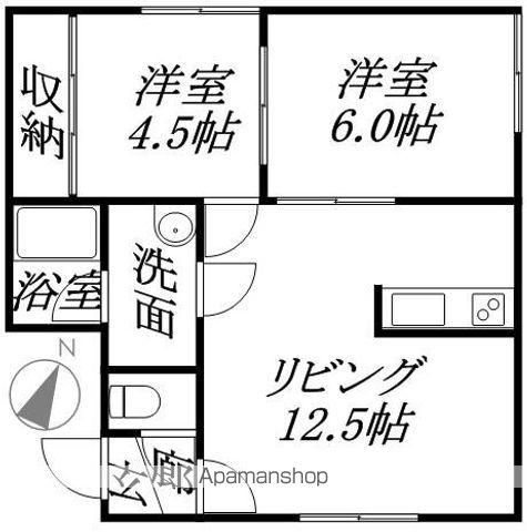 札幌市東豊線 学園前駅(札幌) 徒歩4分 3階建 築24年(2LDK/1階)の間取り写真