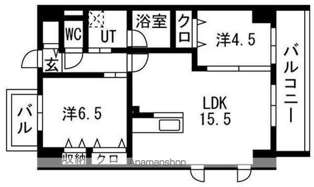 ポルタニグラ大須観音(2LDK/3階)の間取り写真