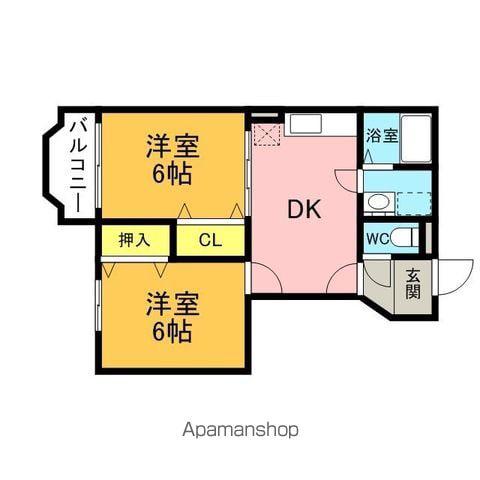 シャルマン横田A(2DK/1階)の間取り写真
