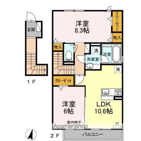 アイリスA(2LDK/2階)の間取り写真