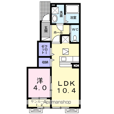 ステラ・メゾン B棟(1LDK/1階)の間取り写真